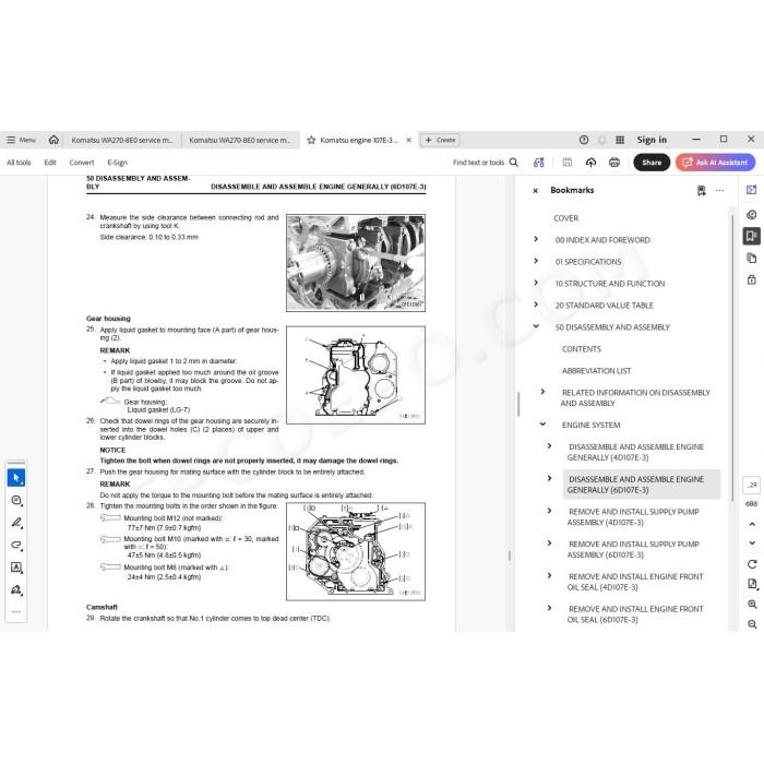 Komatsu Wheel Loader WA270-8E0 service & repair manual
