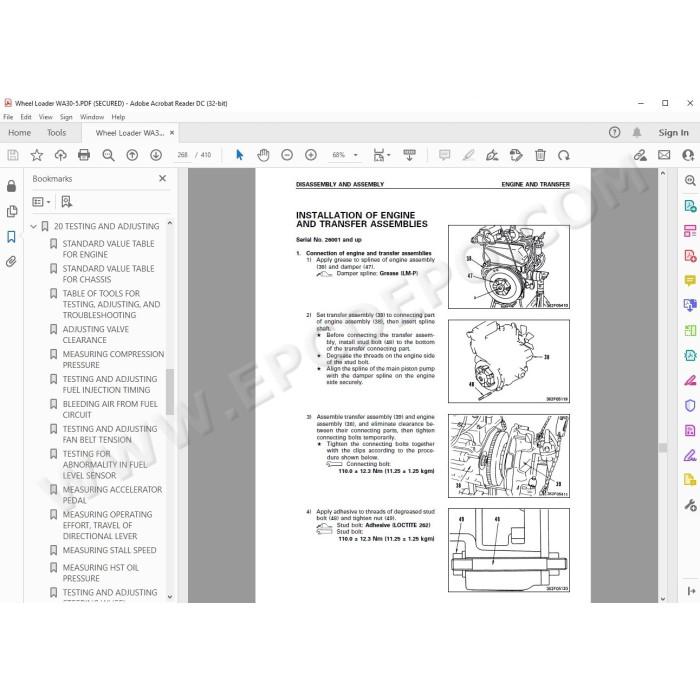 Komatsu Wheel Loader WA30-5 Avance service & repair manual