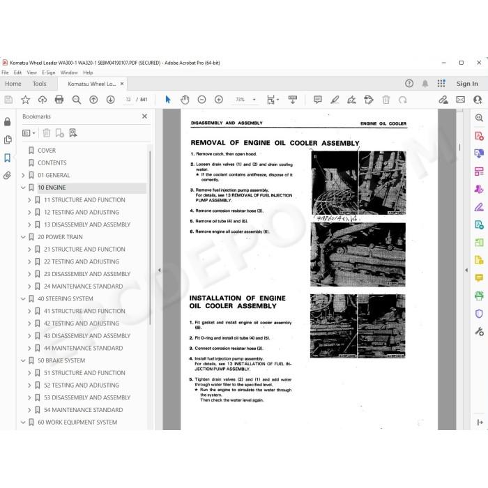 Komatsu Wheel Loader WA300-1 WA320-1 service & repair manual