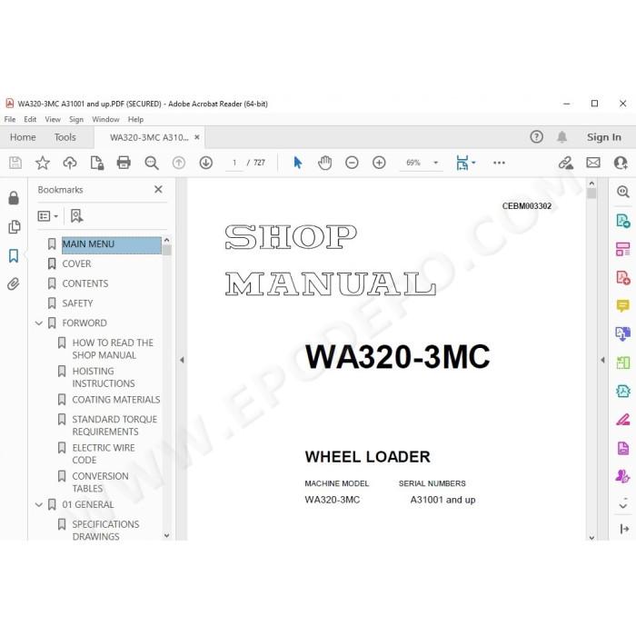 Komatsu Wheel Loader WA320-3MC service & repair manual
