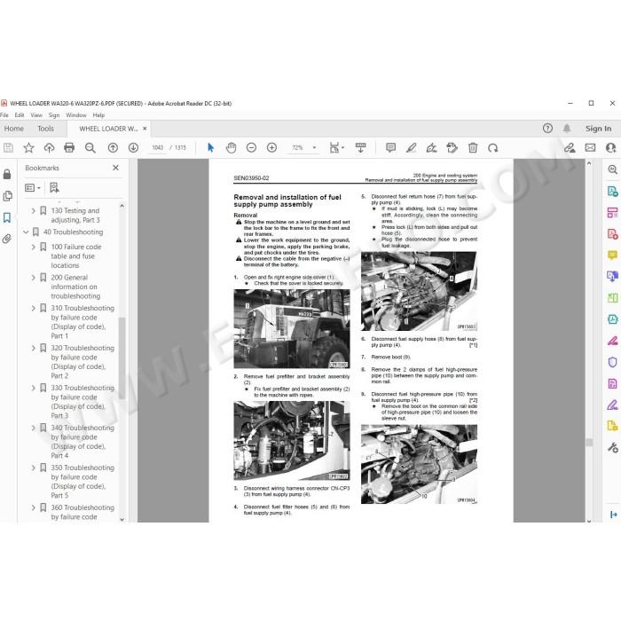 Komatsu Wheel Loader WA320-6 WA320PZ-6 service & repair manual