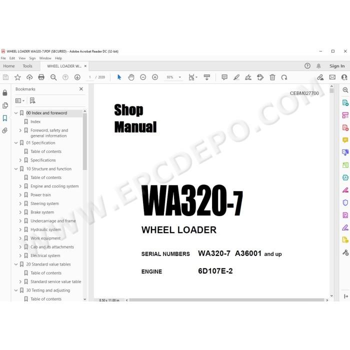 Komatsu Wheel Loader WA320-7 service & repair manual