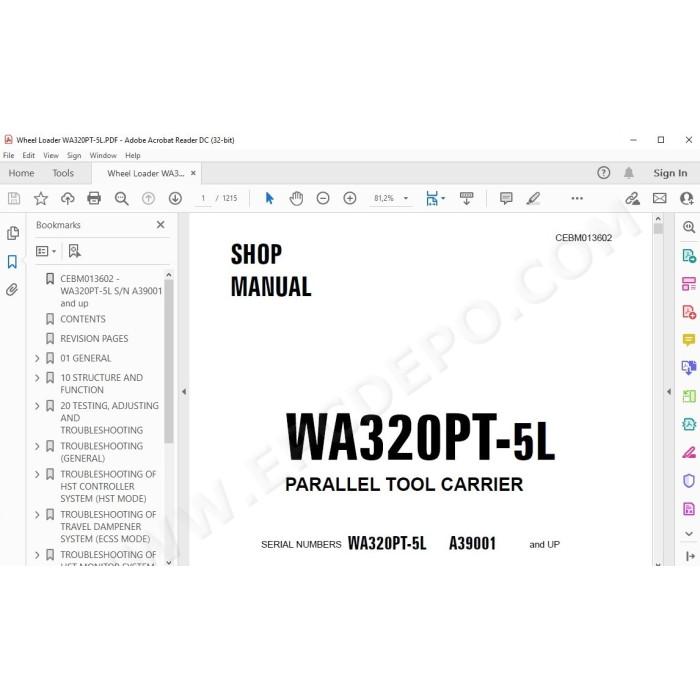 Komatsu Wheel Loader WA320PT-5L service & repair manual
