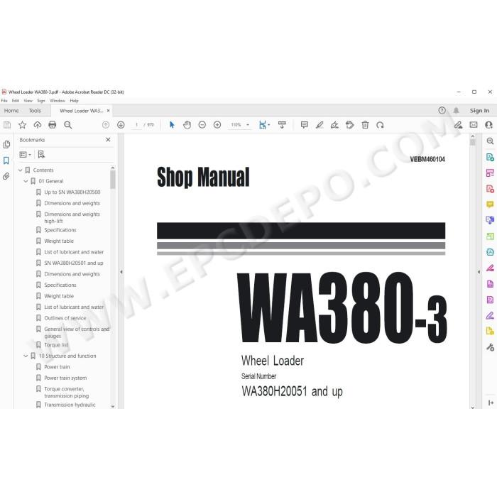 Komatsu Wheel Loader WA380-3 service & repair manual