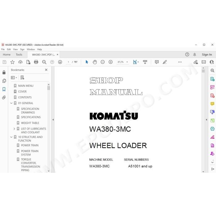 Komatsu Wheel Loader WA380-3MC service & repair manual