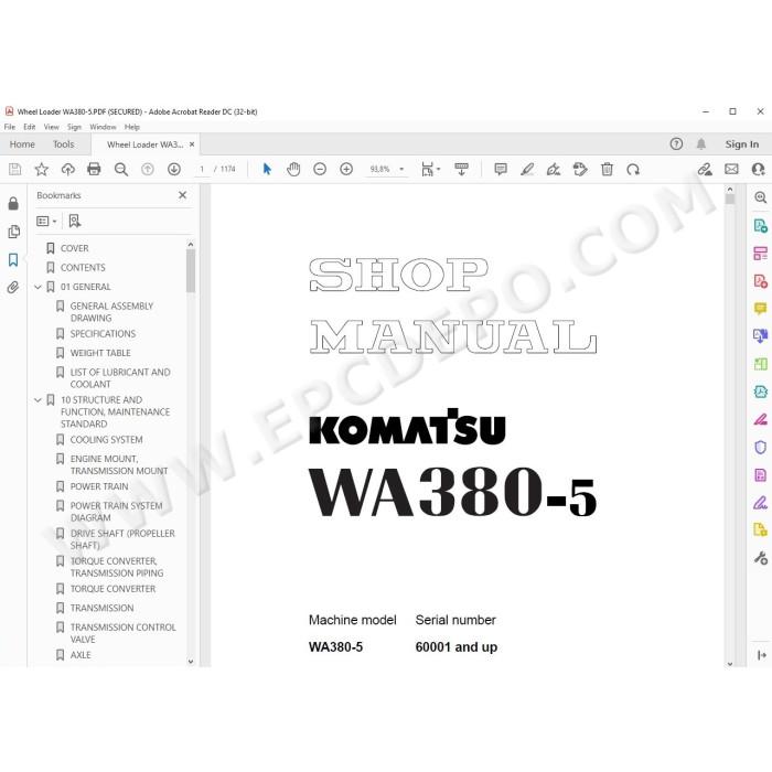 Komatsu Wheel Loader WA380-5 service & repair manual