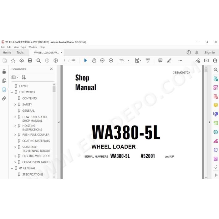 Komatsu Wheel Loader WA380-5L service & repair manual