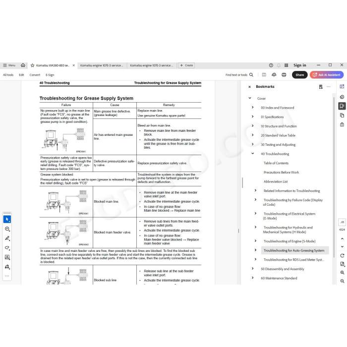 Komatsu Wheel Loader WA380-8E0 service & repair manual