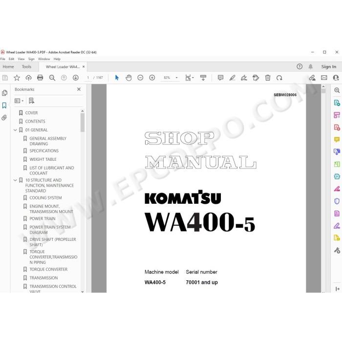 Komatsu Wheel Loader WA400-5 WA400-5H service & repair manual