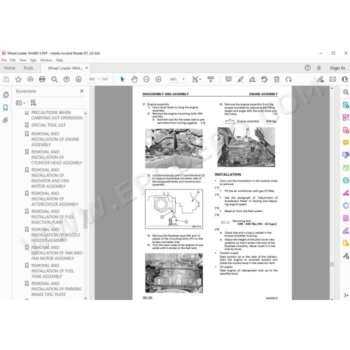 Komatsu Wheel Loader WA400-5 WA400-5H service & repair manual