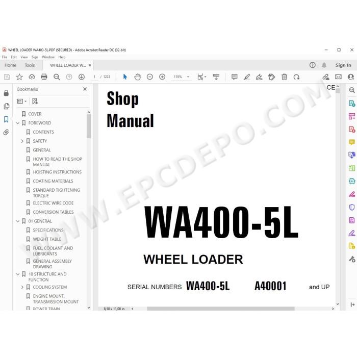 Komatsu Wheel Loader WA400-5L service & repair manual