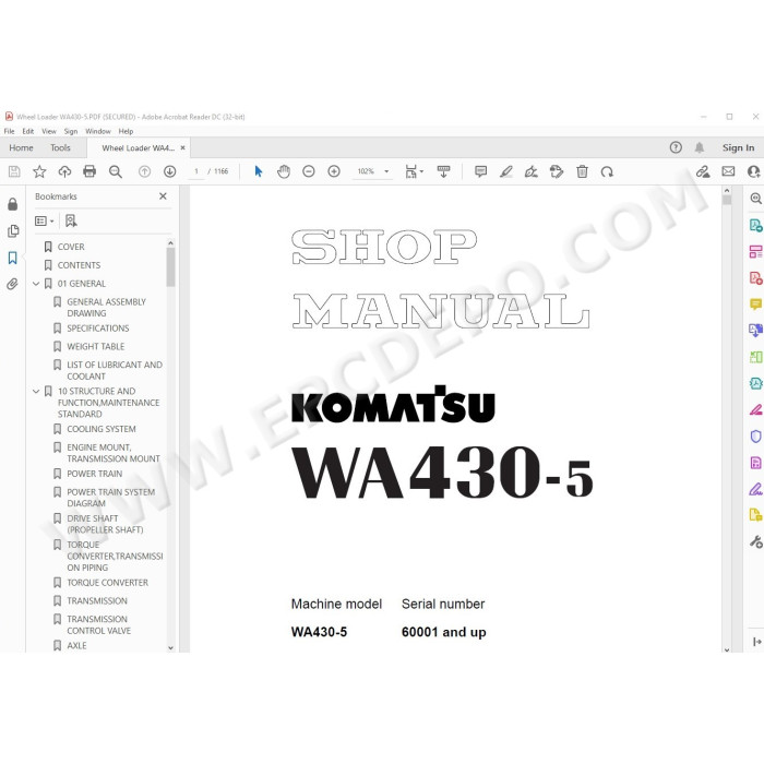 Komatsu Wheel Loader WA430-5 service & repair manual