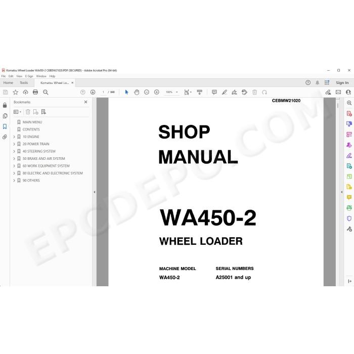 Komatsu Wheel Loader WA450-2 service & repair manual