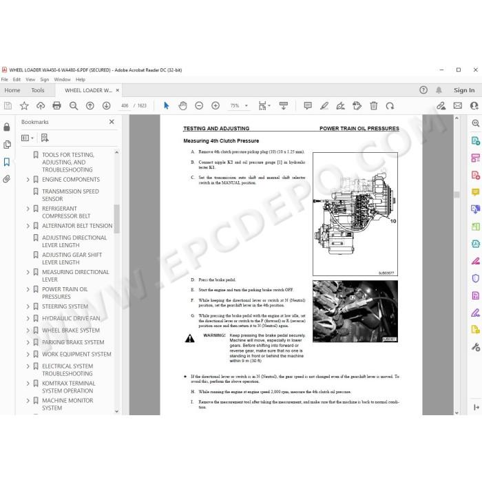 Komatsu Wheel Loader WA450-6 WA480-6 service & repair manual
