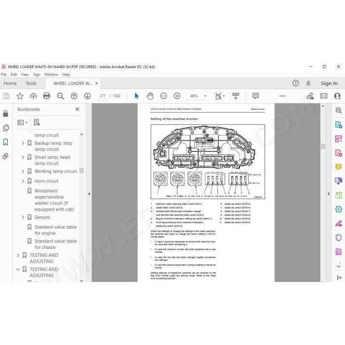 Komatsu Wheel Loader WA470-5H WA480-5H service & repair manual