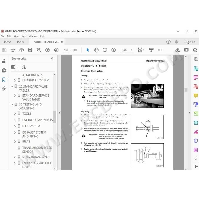 Komatsu Wheel Loader WA470-6 WA480-6 service & repair manual