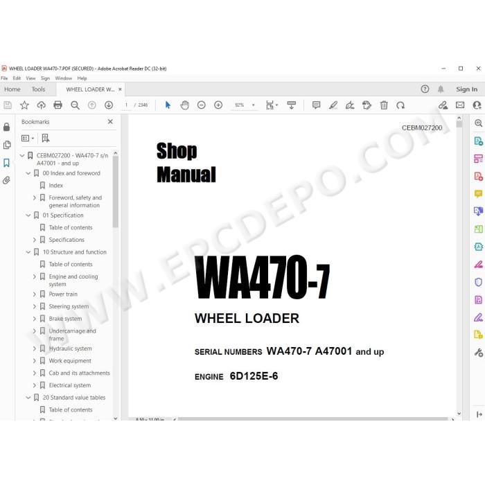 Komatsu Wheel Loader WA470-7 service & repair manual