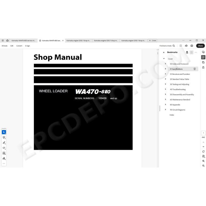 Komatsu Wheel Loader WA470-8E0 service & repair manual