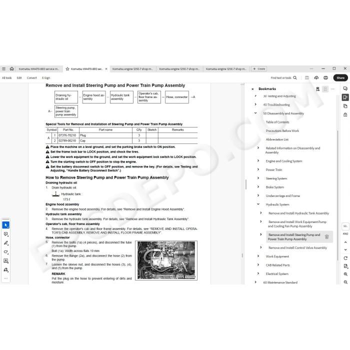 Komatsu Wheel Loader WA470-8E0 service & repair manual