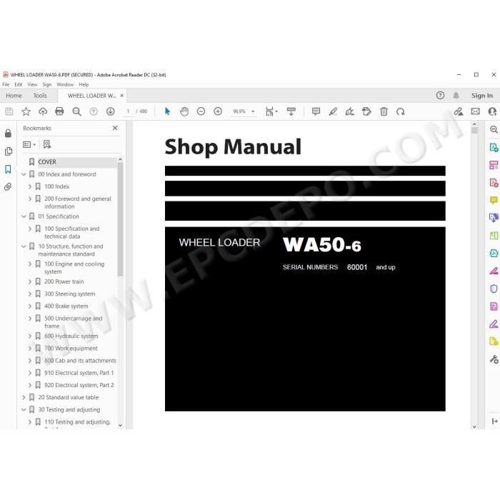 Komatsu Wheel Loader WA50-6 service & repair manual