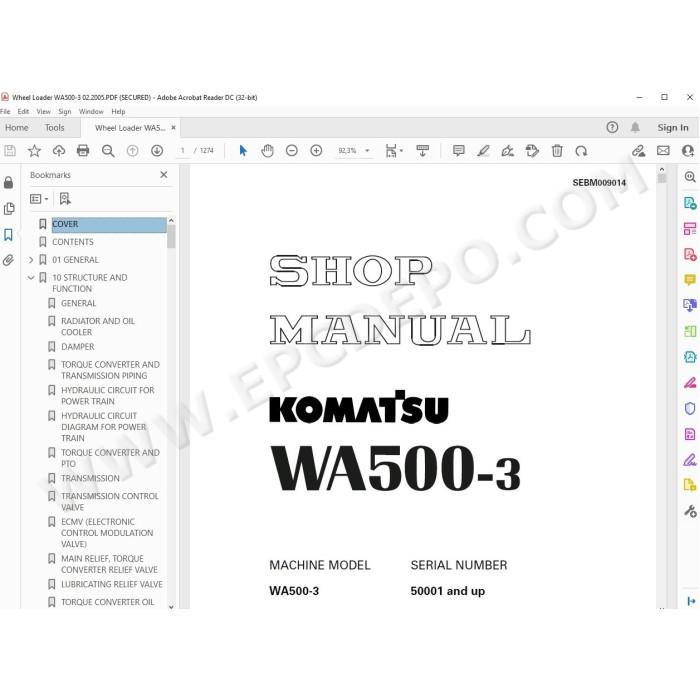 Komatsu Wheel Loader WA500-3 WA500-3LE service & repair manual