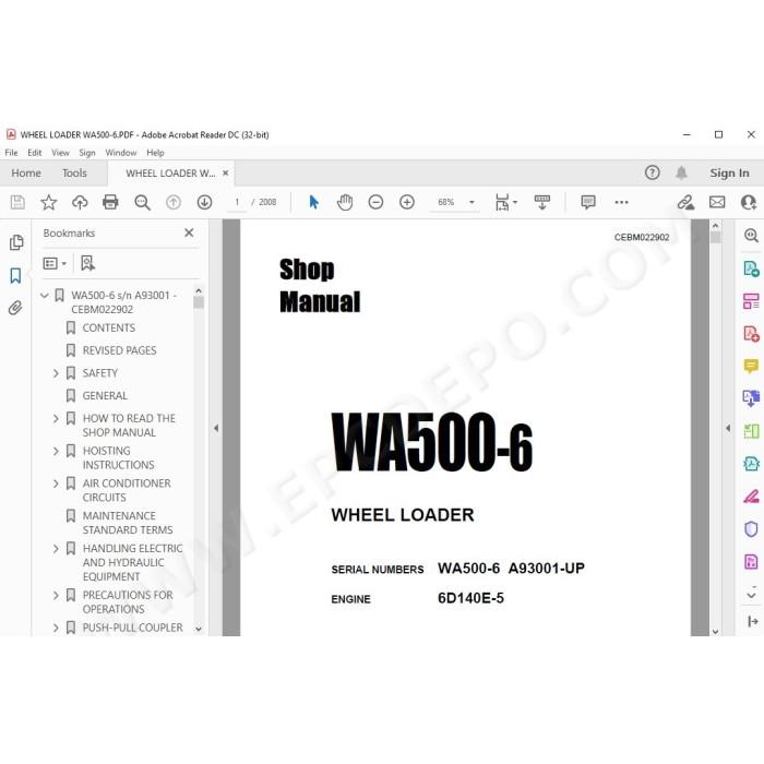 Komatsu Wheel Loader WA500-6 service & repair manual