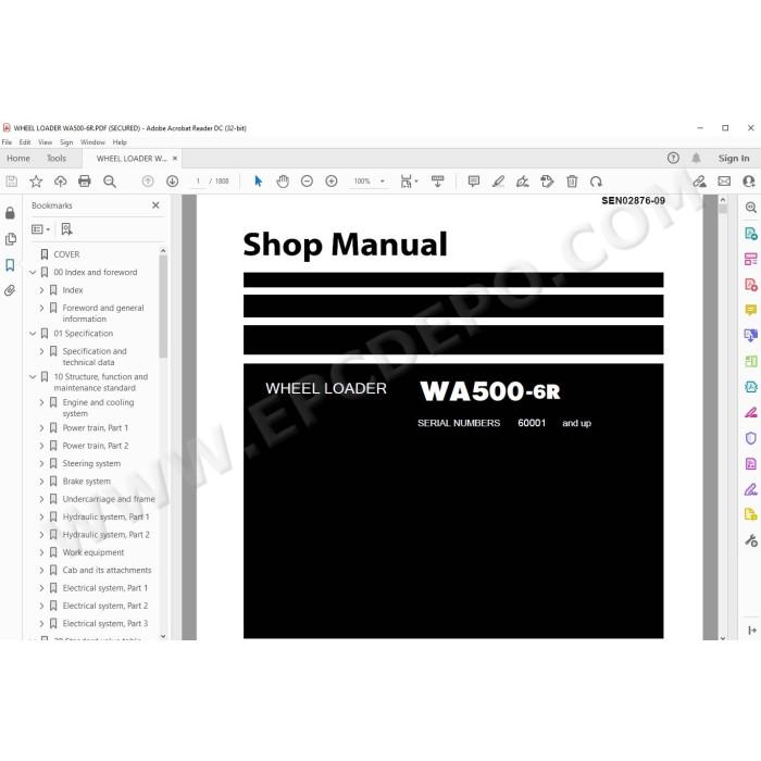 Komatsu Wheel Loader WA500-6R service & repair manual