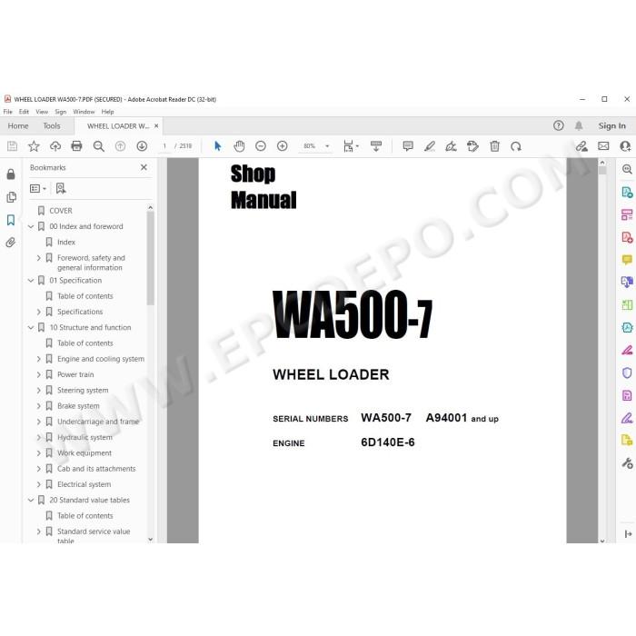 Komatsu Wheel Loader WA500-7 service & repair manual