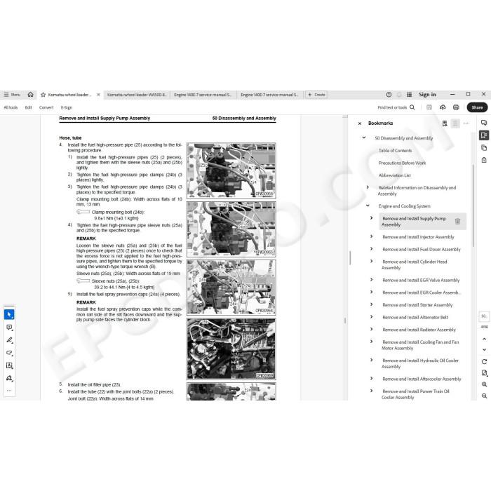 Komatsu Wheel Loader WA500-8E0 service & repair manual