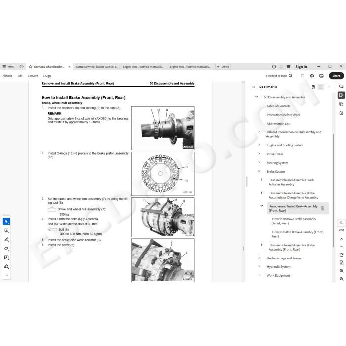 Komatsu Wheel Loader WA500-8E0 service & repair manual