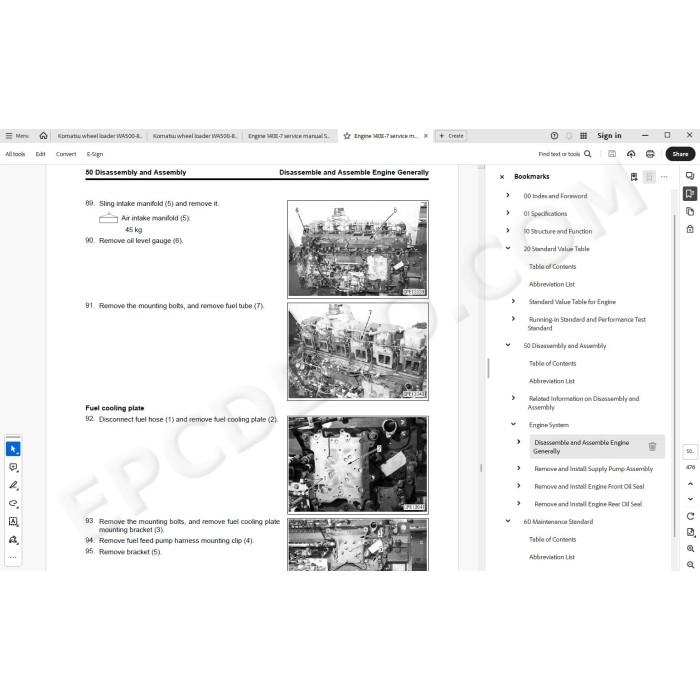 Komatsu Wheel Loader WA500-8E0 service & repair manual