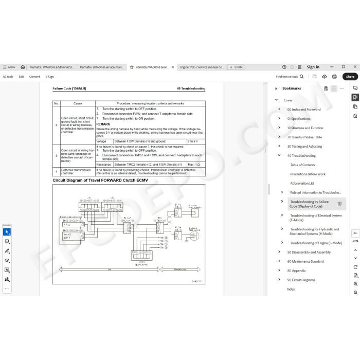 Komatsu Wheel Loader WA600-8 service & repair manual