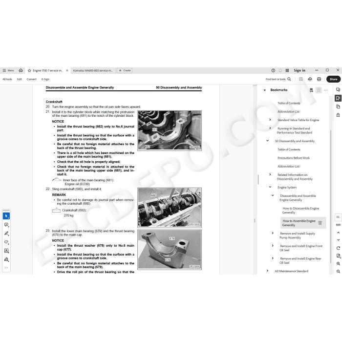 Komatsu Wheel Loader WA600-8E0 service & repair manual