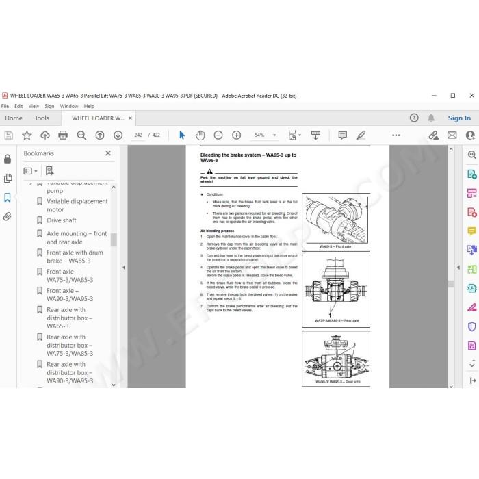 Komatsu Wheel Loader WA65-3 WA75-3 WA85-3 WA90-3 WA95-3 service & repair manual