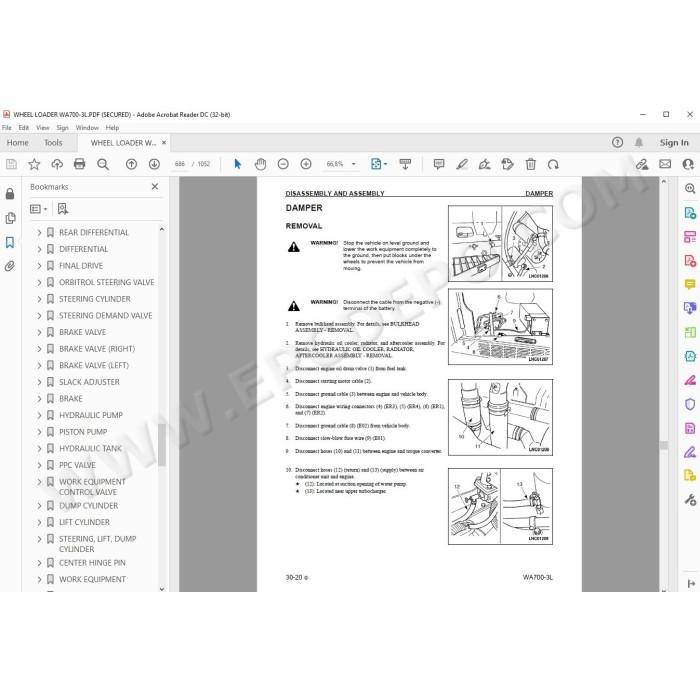 Komatsu Wheel Loader WA700-3L Avance service & repair manual