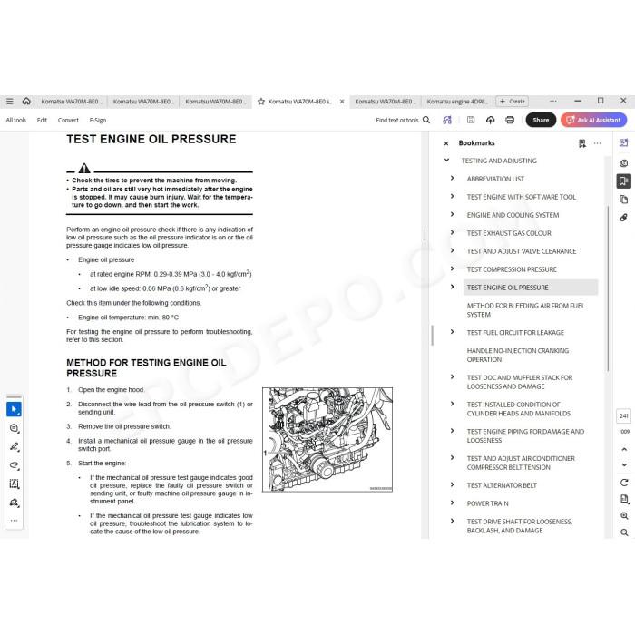 Komatsu Wheel Loader WA70M-8E0 service & repair manual