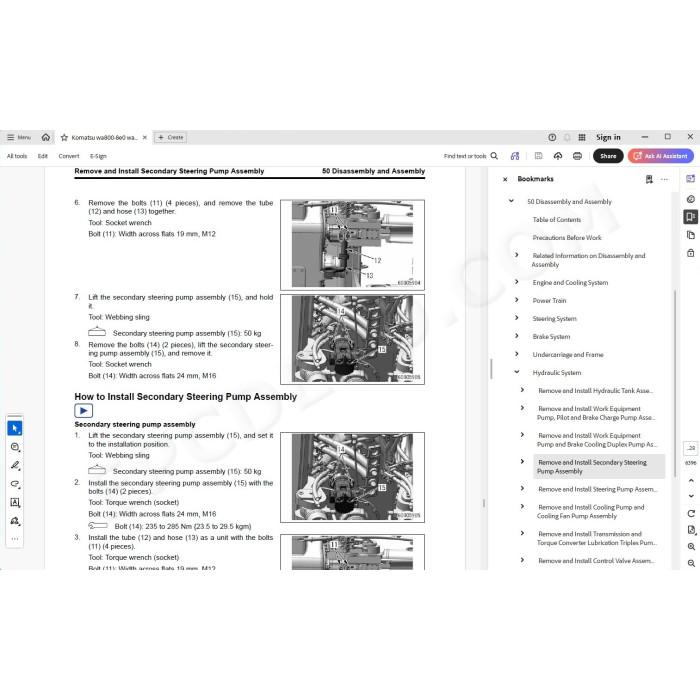 Komatsu Wheel Loader WA800-8E0 WA900-8E0 service & repair manual