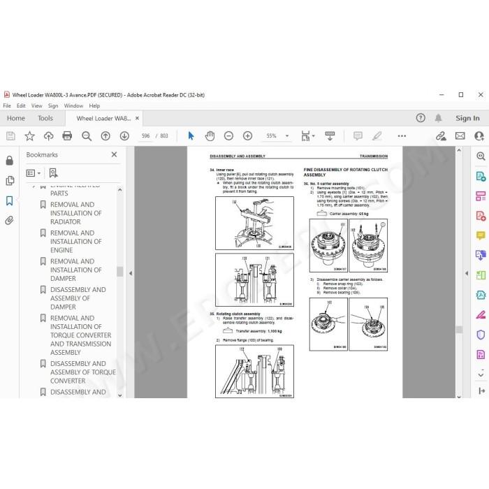 Komatsu Wheel Loader WA800L-3 Avance service & repair manual