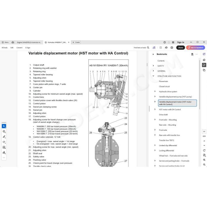 Komatsu Wheel Loader WA80M-7 WA100M-7 service & repair manual
