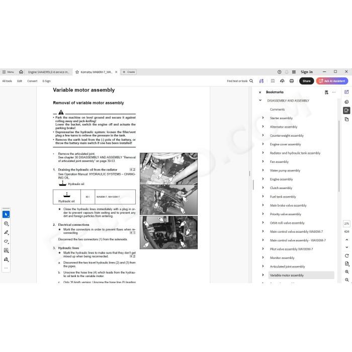 Komatsu Wheel Loader WA80M-7 WA100M-7 service & repair manual