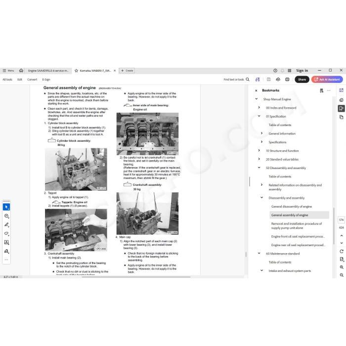 Komatsu Wheel Loader WA80M-7 WA100M-7 service & repair manual