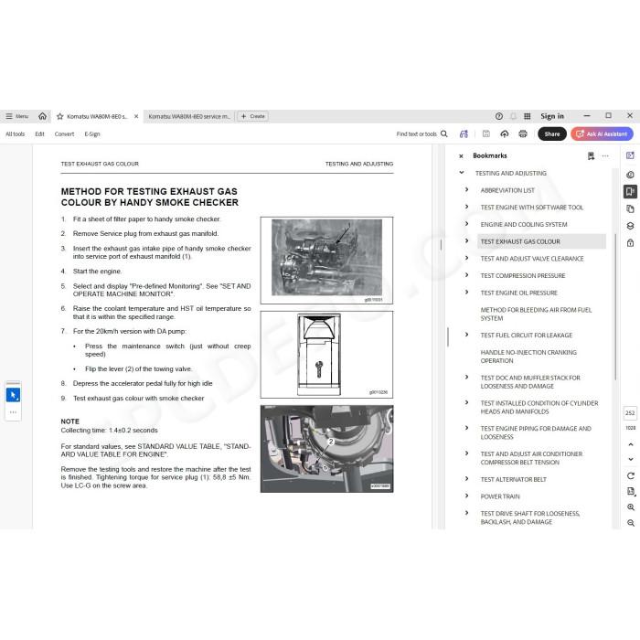 Komatsu Wheel Loader WA80M-8E0 service & repair manual