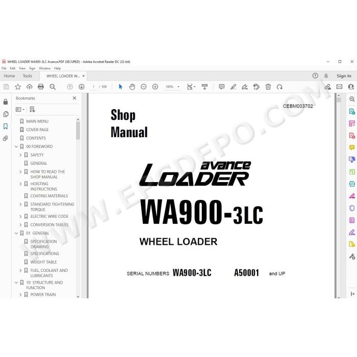 Komatsu Wheel Loader WA900-3LC Avance service & repair manual
