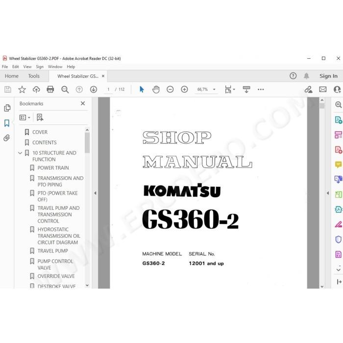 Komatsu Wheeled Road Stabilizer GS360-2 service & repair manual