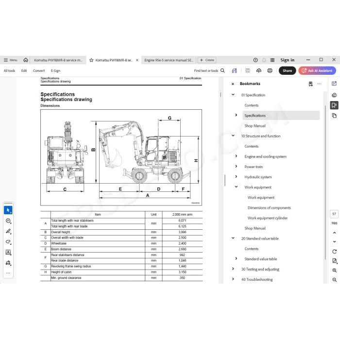 Komatsu Wheeled Excavator PW118MR-8 service & repair manual