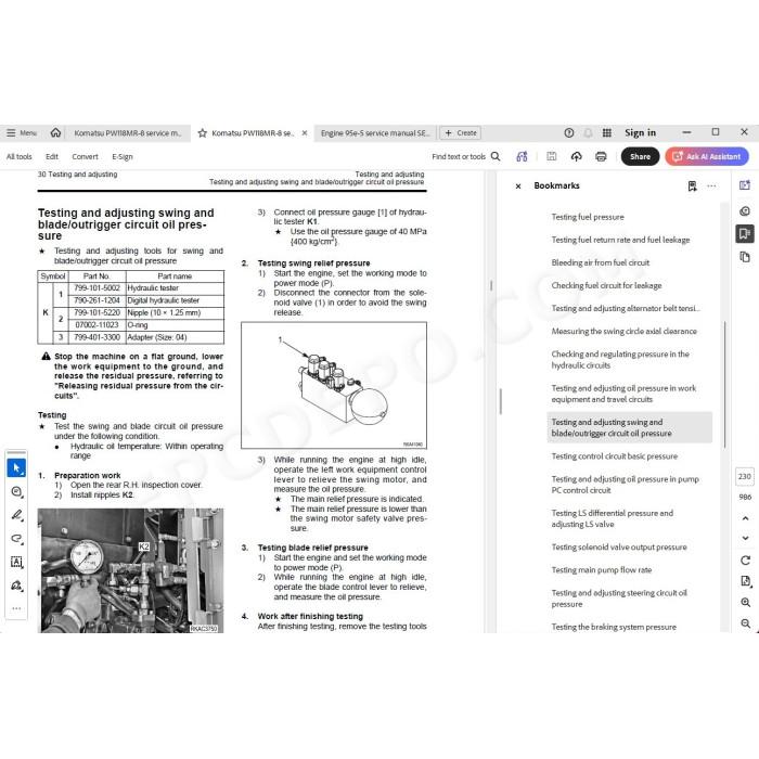 Komatsu Wheeled Excavator PW118MR-8 service & repair manual