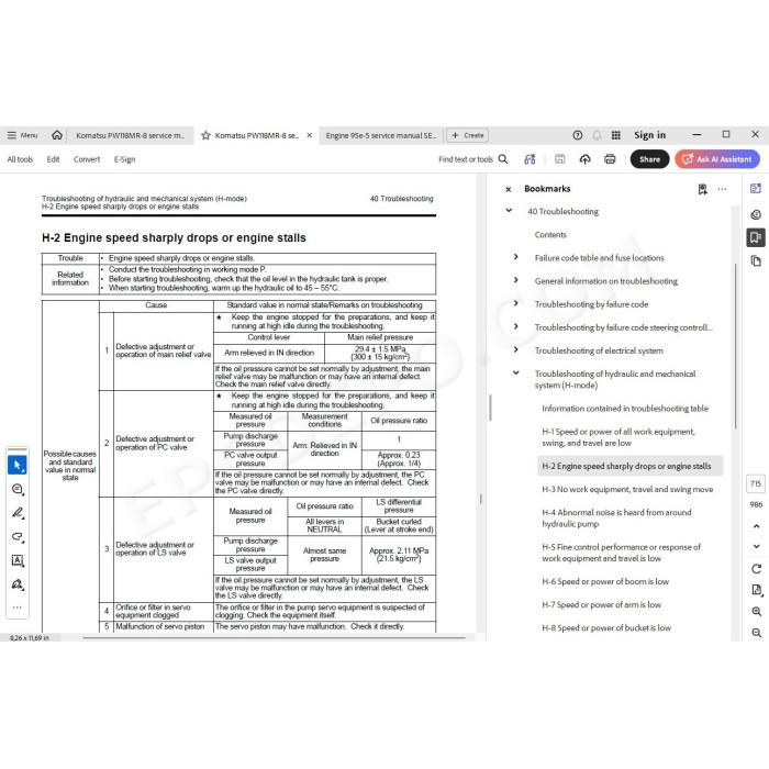 Komatsu Wheeled Excavator PW118MR-8 service & repair manual