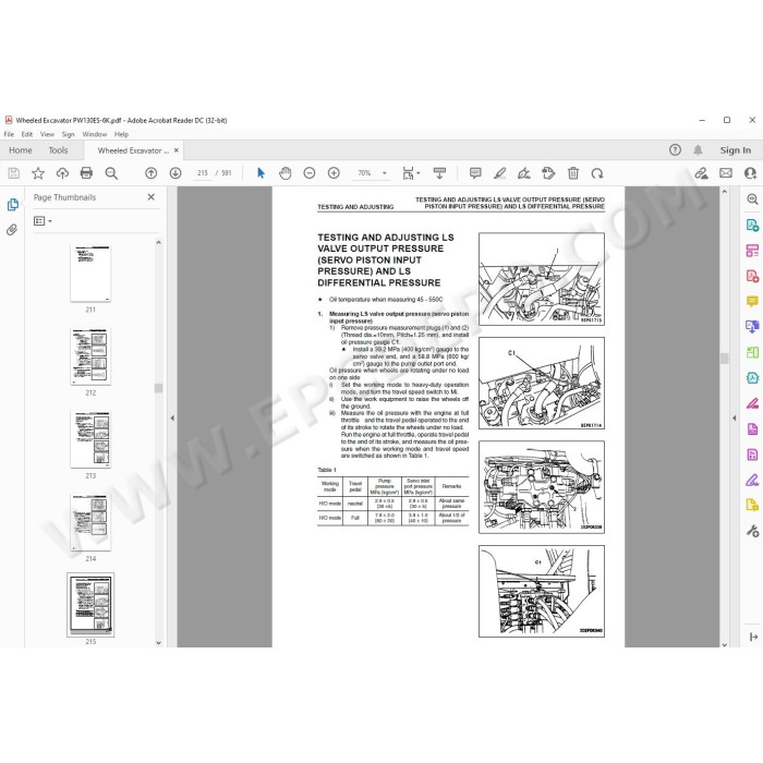 Komatsu Wheeled Excavator PW130ES-6K service & repair manual