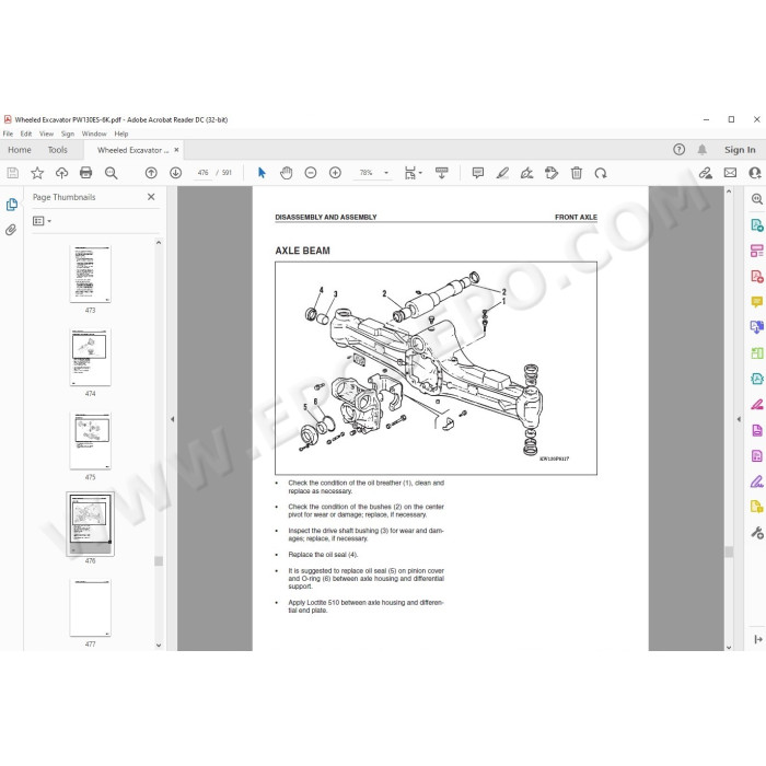 Komatsu Wheeled Excavator PW130ES-6K service & repair manual
