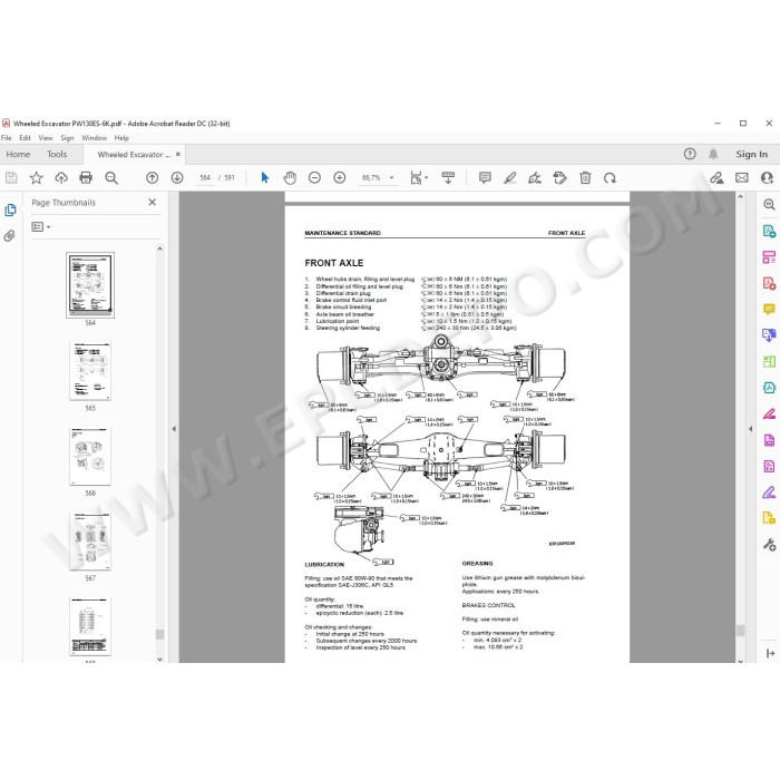 Komatsu Wheeled Excavator PW130ES-6K service & repair manual